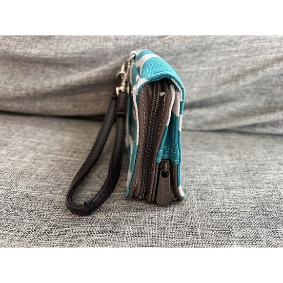 Thirty One Every Day Wristlet 10th Anniversary In Teal Mod Dot Zip Around - Picture 2 of 11